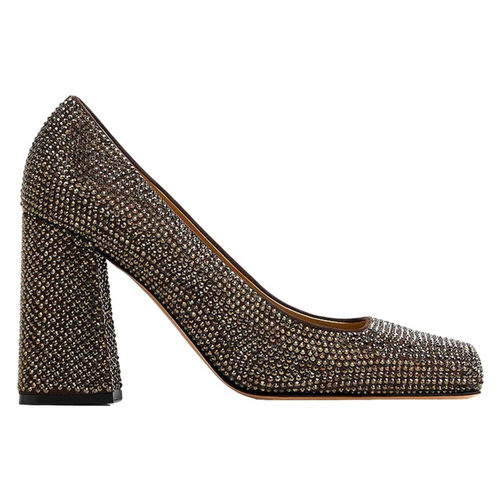 NEW BOTTEGA VENETA women's crystal embellished tower pumps in brown